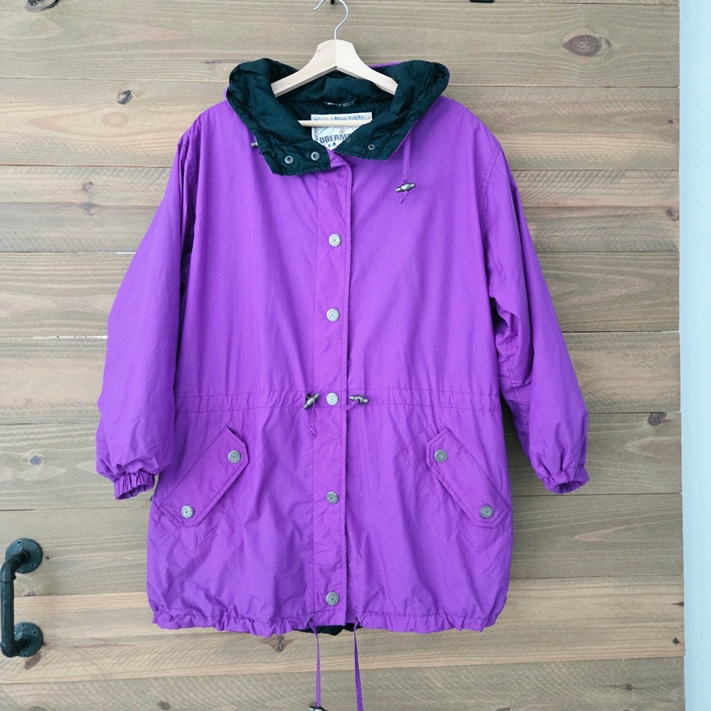 Obermeyer Ski Parka Purple Vintage Hooded Drawstring Jacket Womens 8